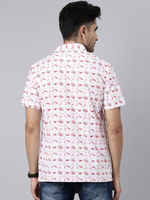 White Printed Short Sleeves Shirt